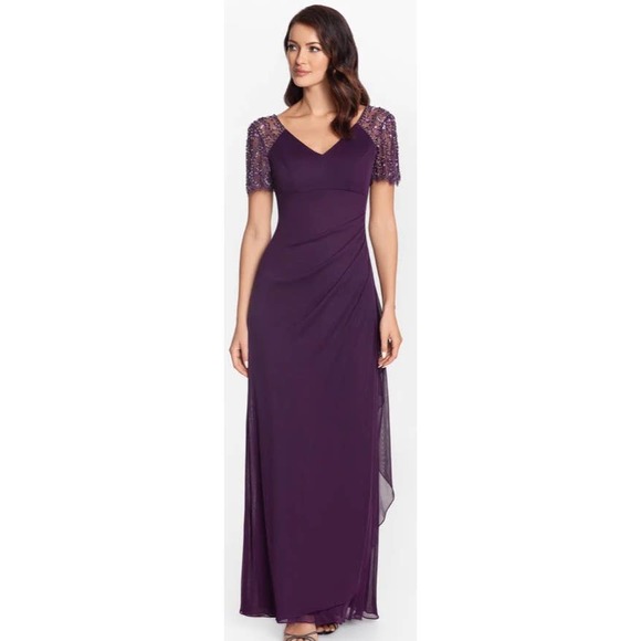 Xscape Dresses & Skirts - Beaded Flutter Sleeve Formal Dress- Size 12